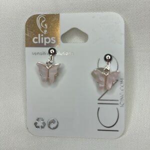 Icing Butterfly Clip on Earrings Pink